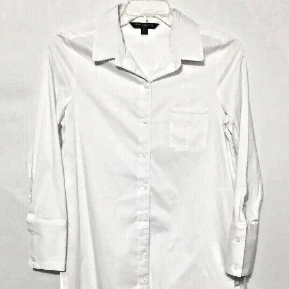 Sharagano Womens Shirt sz M White NWT LS Button